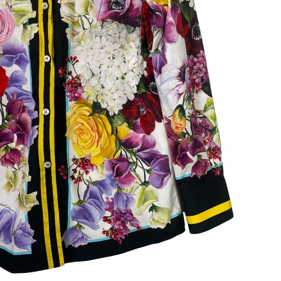 Dolce & Gabbana Multicolor Floral Printed Cotton Contrast Trim Detail Shirt 42 - Picture 3 of 5
